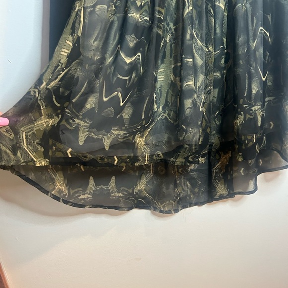 YEDINA size S, long sleeve dress green and black, sequins, sheer - Picture 3 of 7